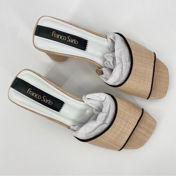 FRANCO SARTO NWOB Women's Linley Slide Sandal Heel Tan Size 6 Raffia - Picture 5 of 13